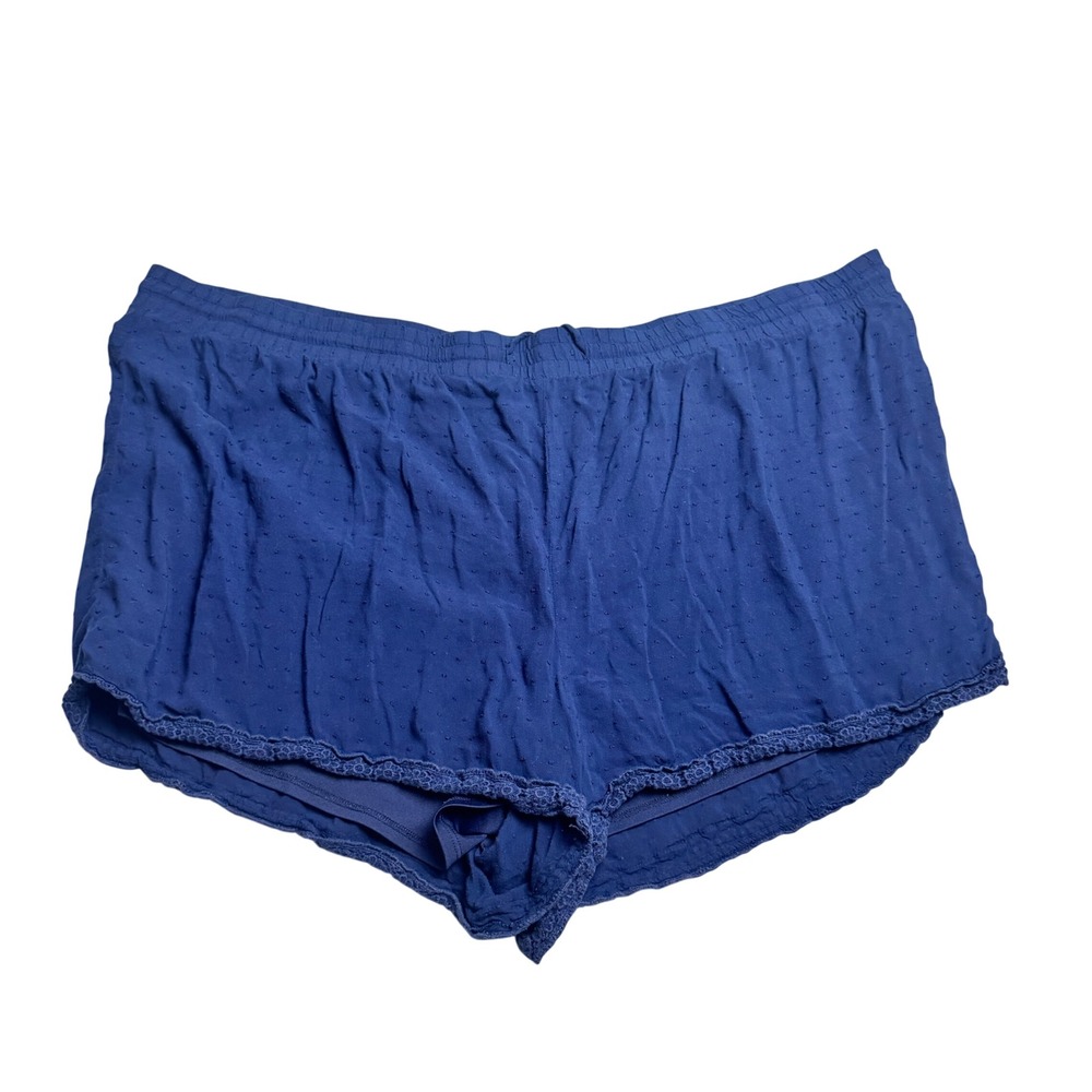 Torrid Womens 4 Blue Sleep Shorts Swiss Dot Lace Trim Pajama Bottoms
